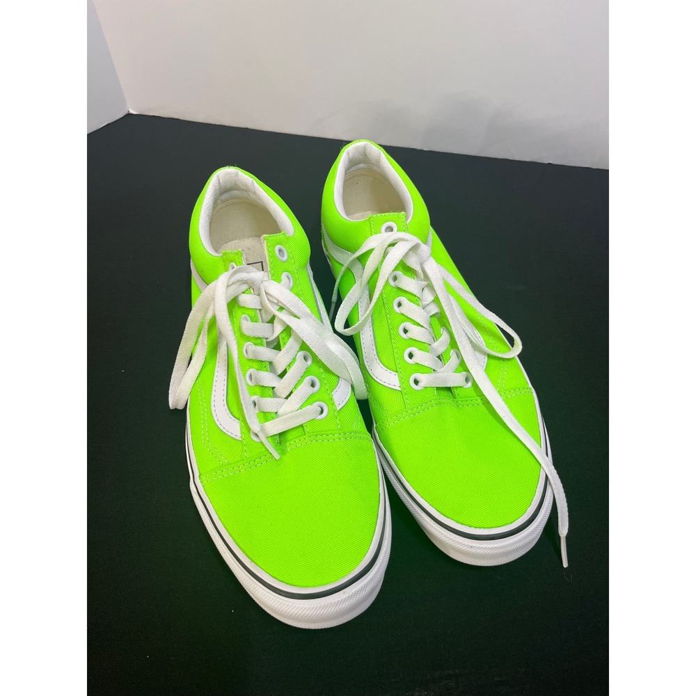 Vans Old Skool Neon Green Canvas Low Top Sneakers Mens 9.5 Womens 11